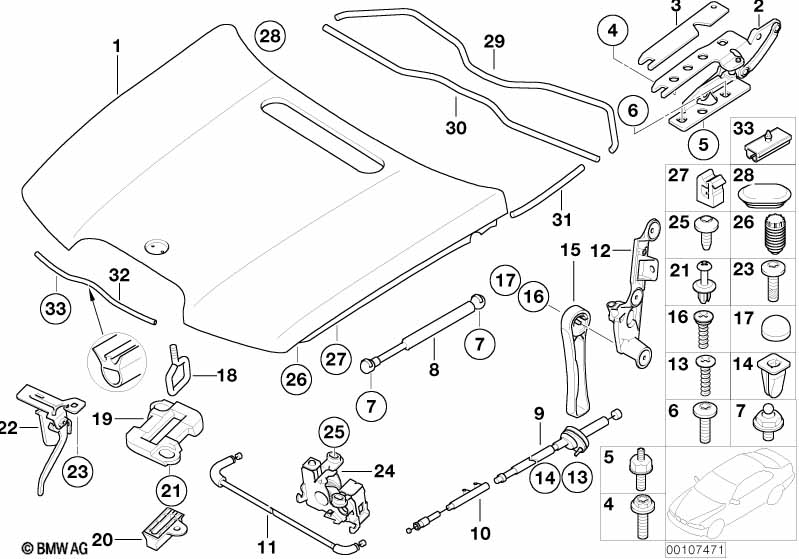 Genuine BMW 51237186508 E65 E67 E66 Hood Catch (Inc. 745Li, 760i & 735Li) | ML Performance UK Car Parts