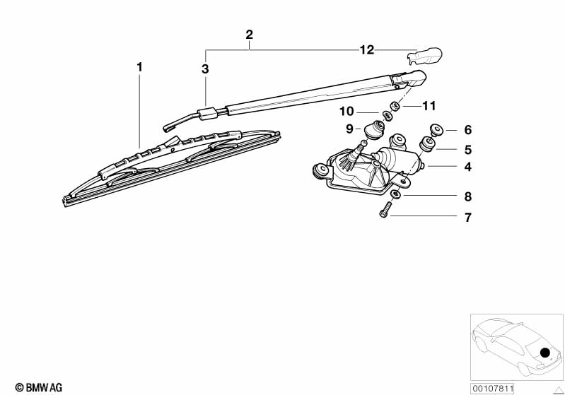 Genuine BMW 61628413156 E36 Rear Window Wiper Arm (Inc. Z3) | ML Performance US Car Parts