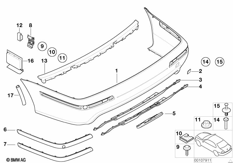 Genuine BMW 51122695498 E39 Insert, Bottom M (Inc. 525d, 530i & 535i) | ML Performance UK Car Parts