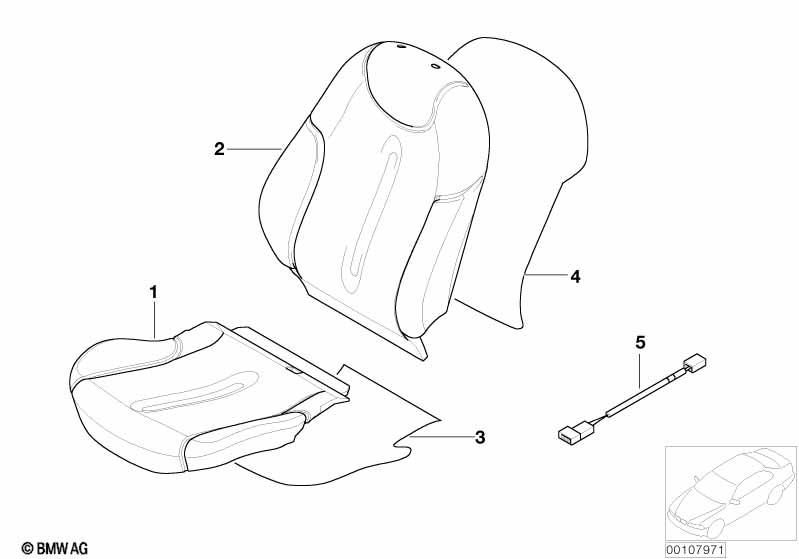 Genuine BMW 52107155077 R53 Cover, Sports Seat, Fabric/Leather S9PN PANTHERBLA (Inc. Coop.S JCW GP & Cooper S) | ML Performance EU Car Parts
