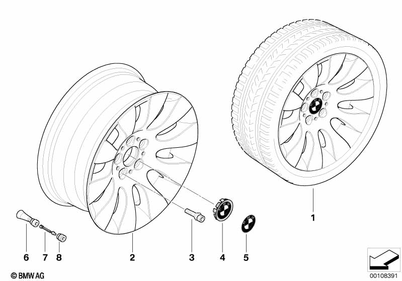 BMW alloy wheel, ellipsoid styling 91