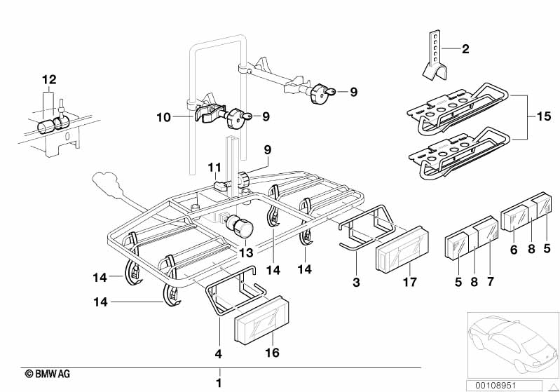 Bicycle carrier, trailer coupling