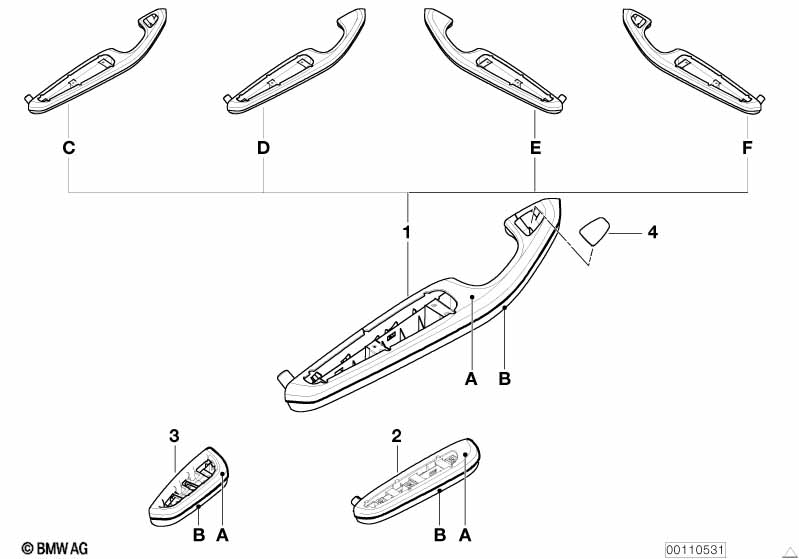 Individual armrest, front and rear