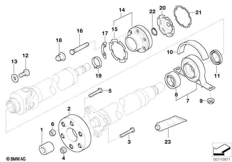 Drive shaft-cen.bearing-const.vel.joint