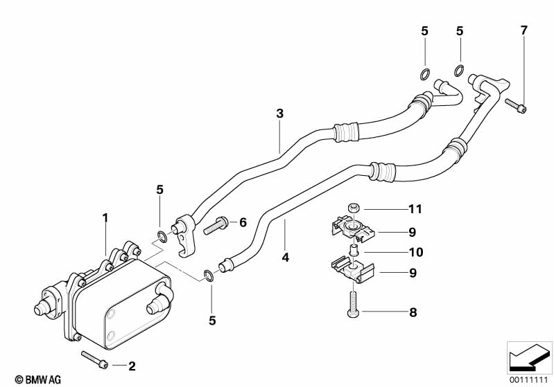 Heat exch./transmission oil cooler line