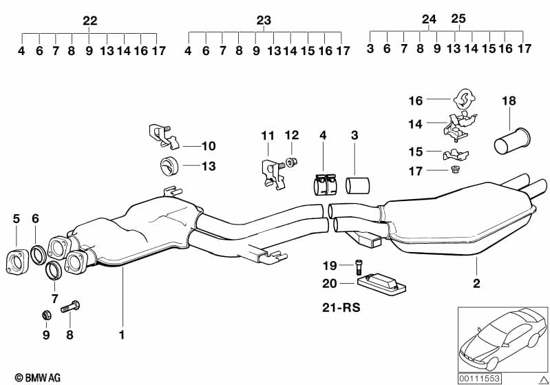 Exhaust system, rear