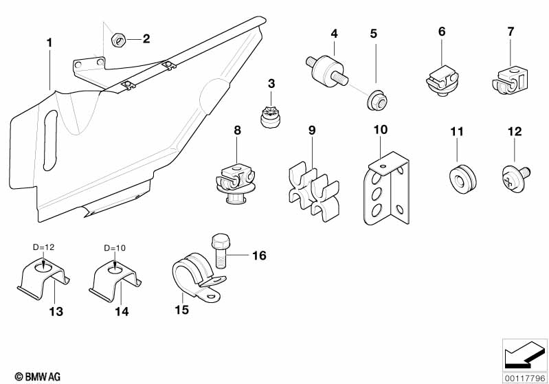 Genuine BMW 34321162878 E38 RR1 Brake Pipe Bracket (Inc. Hybrid X6) | ML Performance UK Car Parts