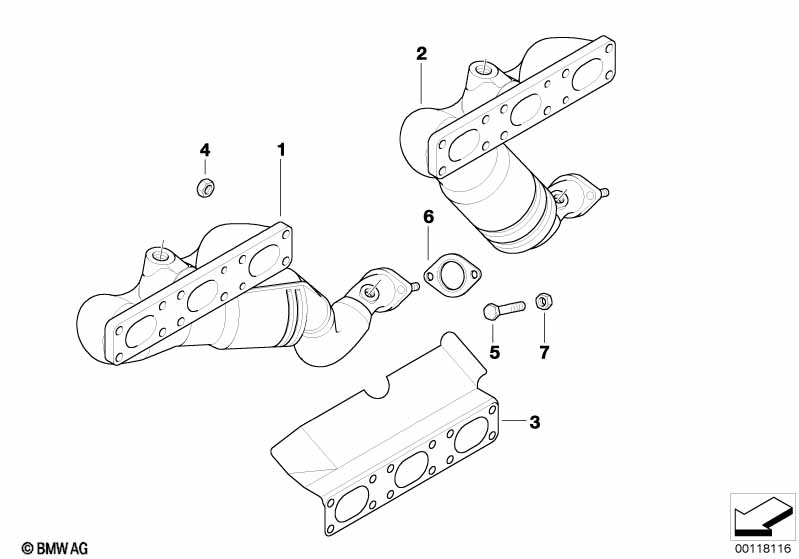 Genuine BMW 18407515105 E46 Rp-Exhaust Manifold With Catalytic Conv. (Inc. 325Ci & 325i) | ML Performance EU Car Parts
