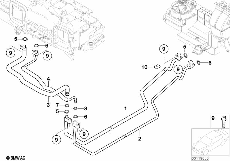 Coolant lines, rear air conditioning