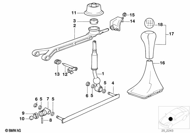 Genuine BMW 25111222365 E34 Shifting Arm (Inc. 540i) | ML Performance UK Car Parts