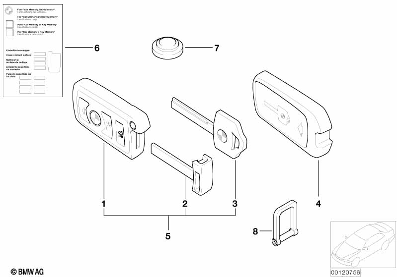 Genuine BMW 51210030847 E66 E67 E65 Set Of Keys Pca With Cas Control Unit 868 MHZ (Inc. 730Ld, 745d & 745i) | ML Performance EU Car Parts