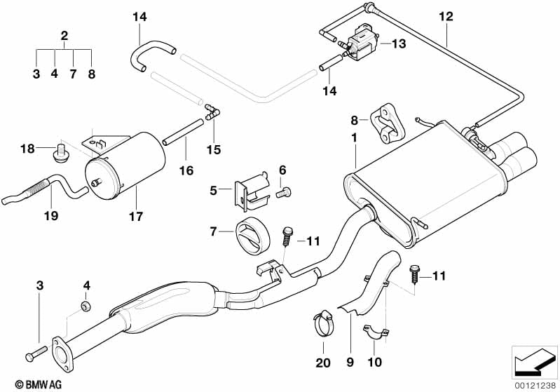 Exhaust system, rear