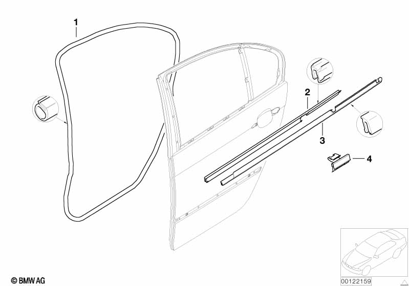 Genuine BMW 51342695291 E46 Outer Weatherstrip, Left GLANZSCHWARZ (Inc. 330xi, 320d & 323i) | ML Performance UK Car Parts