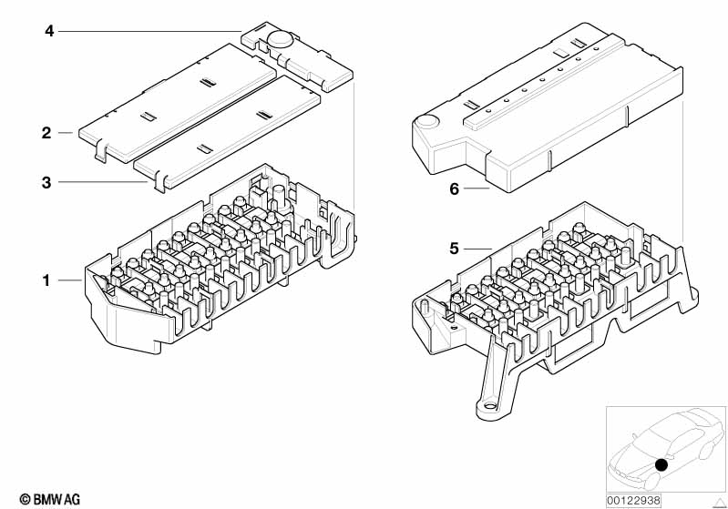 Single components for fuse housing