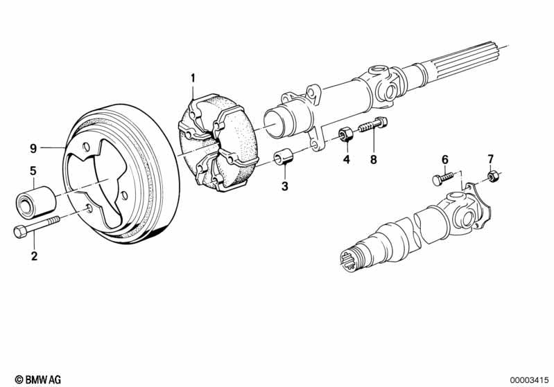 Drive shaft attach.parts center bearing