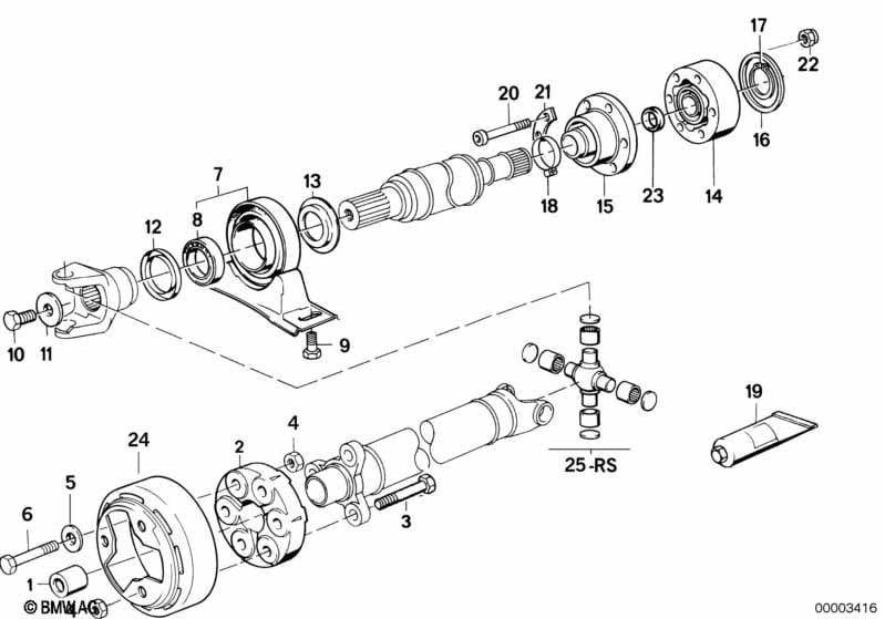 Drive shaft-cen.bearing-const.vel.joint