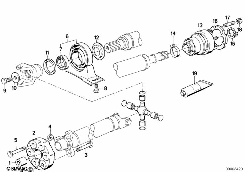Drive shaft-cen.bearing-const.vel.joint