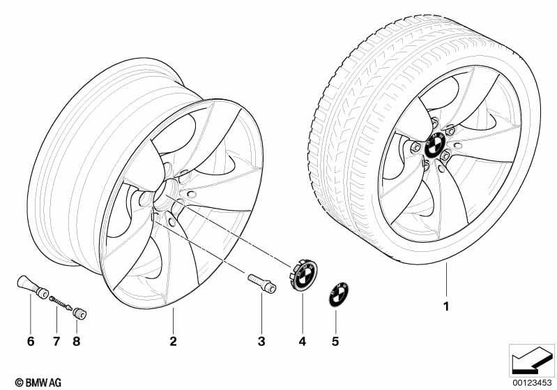 BMW light alloy wheel, spider spoke 138
