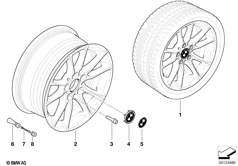 BMW light alloy wheel, radial spoke 50