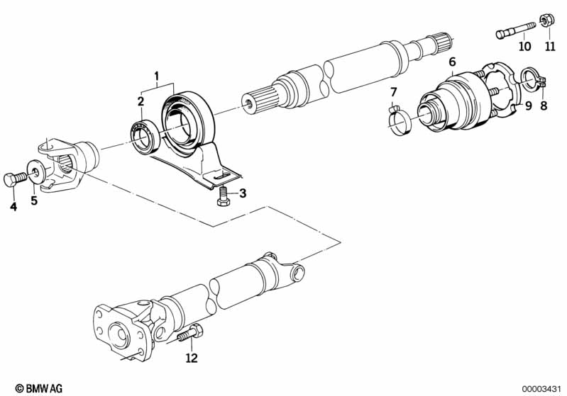 Drive shaft-cen.bearing-const.vel.joint