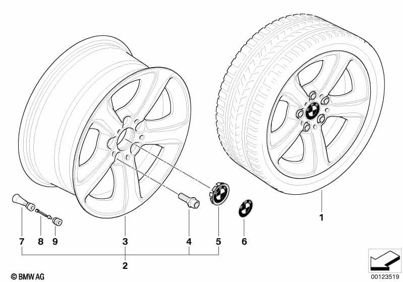 BMW light alloy wheel, spider spoke 137