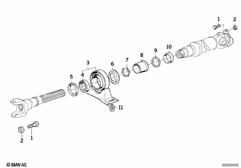 Drive shaft attach.parts center bearing