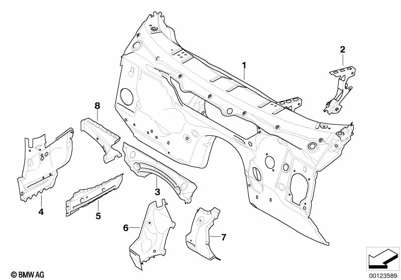 Genuine BMW 41113403488 E83 Reinforcement, Bulkhead Right (Inc. X3) | ML Performance EU Car Parts