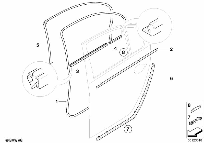 Door weatherstrip rear