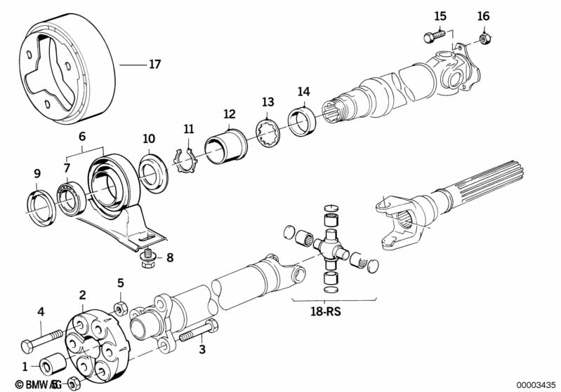 Drive shaft,univ.joint/center mounting