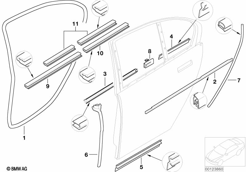 Genuine BMW 51228223760 E65 E67 E66 Gasket, Door Joint, B Column, Right (Inc. 750i, 740d & 735Li) | ML Performance UK Car Parts