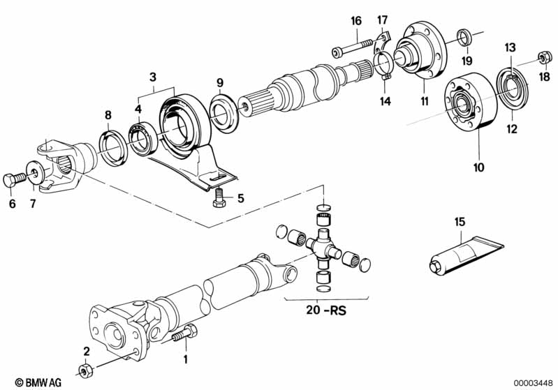 Drive shaft-cen.bearing-const.vel.joint