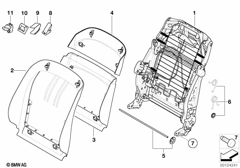 Front seat backrest frame/rear panel