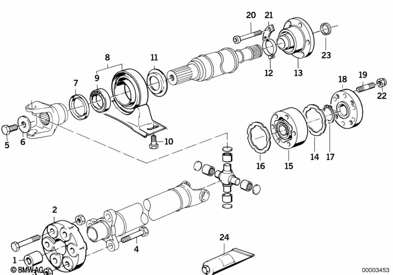 Drive shaft-cen.bearing-const.vel.joint