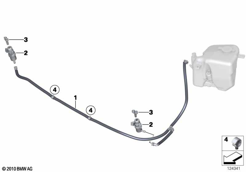 Hose lines, headlight washer system
