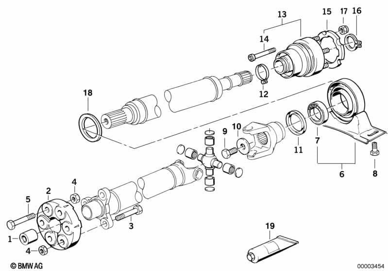 Drive shaft-cen.bearing-const.vel.joint