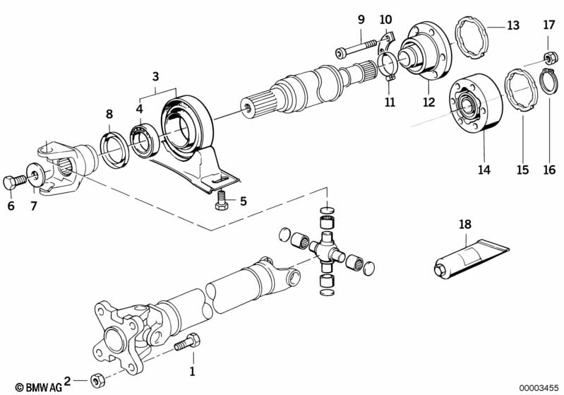 Drive shaft-cen.bearing-const.vel.joint