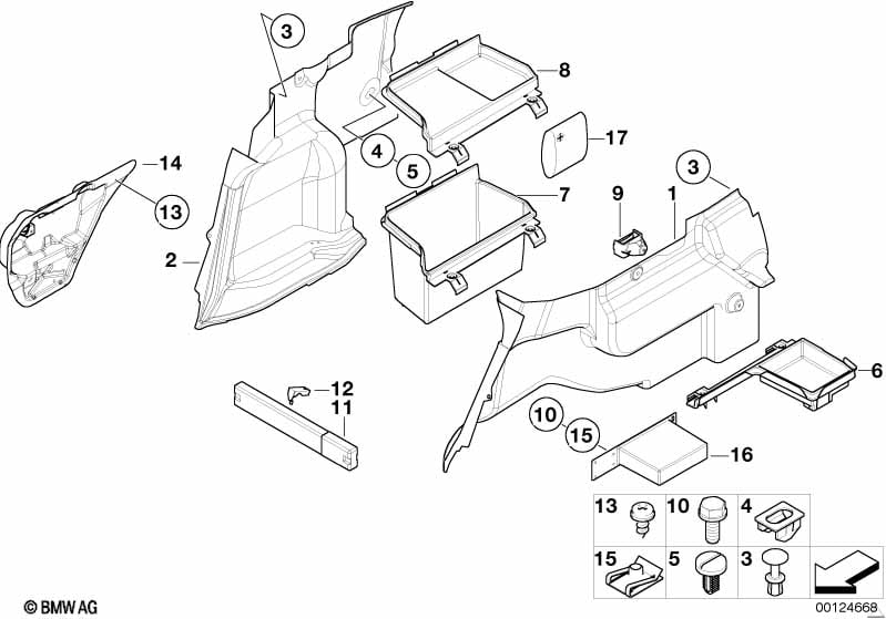 Lateral trunk floor trim panel
