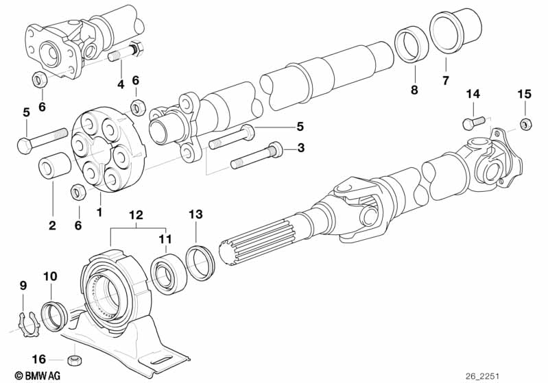Drive shaft-cent.bearing-universal joint