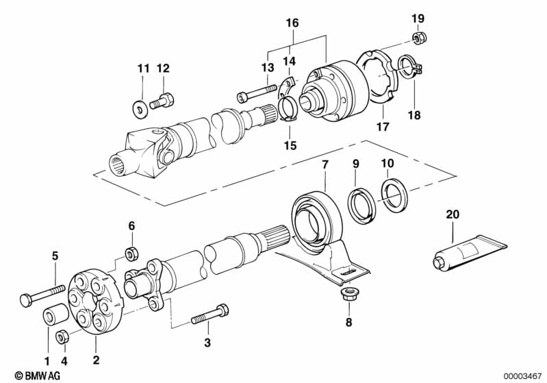 Drive shaft-cen.bearing-const.vel.joint