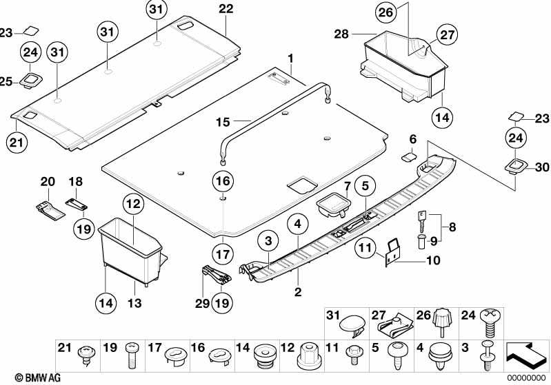 Trim panel, trunk floor