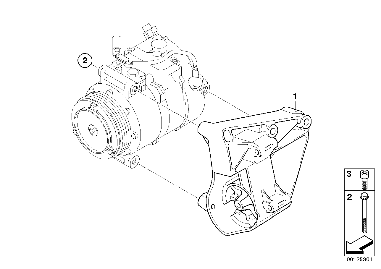 Genuine BMW 64557512556 E61 E39 E46 Climate Compressor Supporting Bracket (Inc. 525i, X3 3.0i & 530i) | ML Performance UK Car Parts