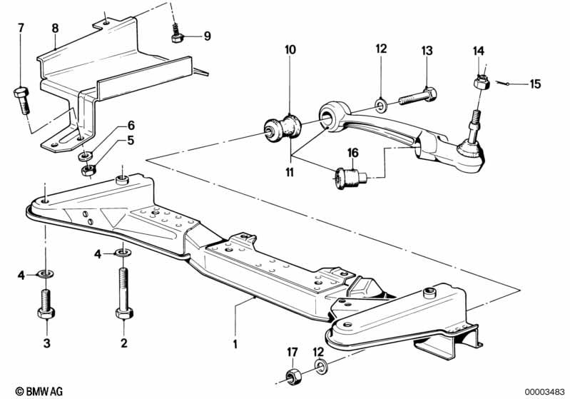 Front axle support/wishbone