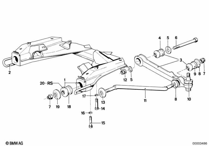Front axle support/wishbone