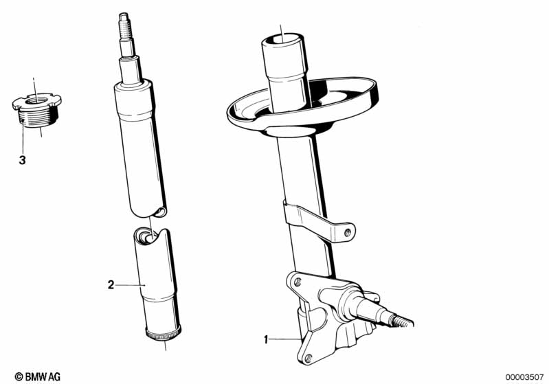 Front spring strut/shock absorber