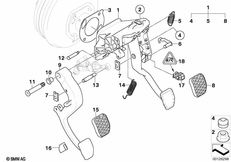 Foot lever mech. with return spring