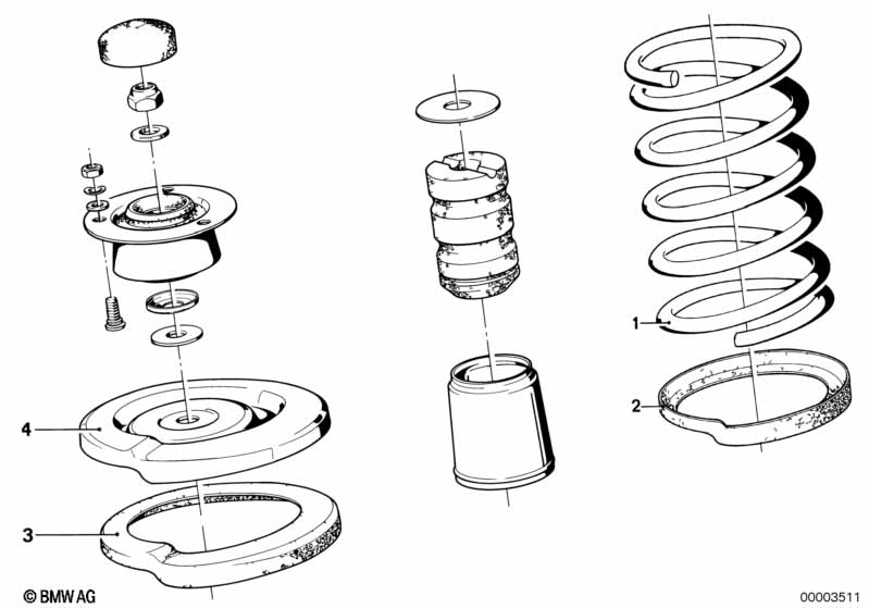 Coil spring/guide support/attach.parts