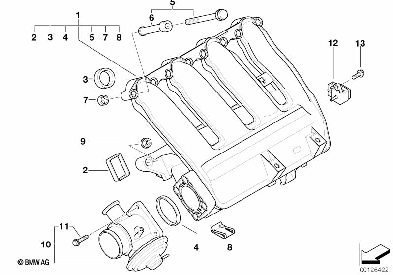 Intake manifold AGR without flap control