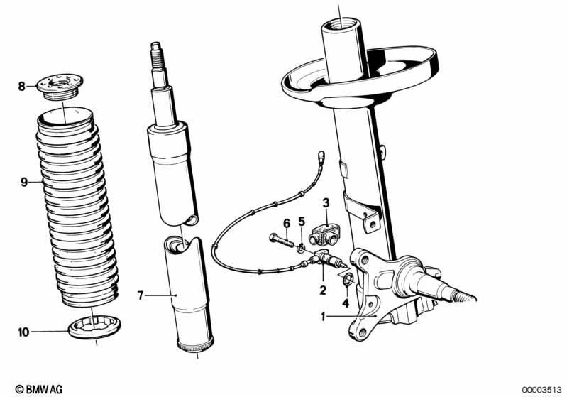 Front spring strut/shock absorber
