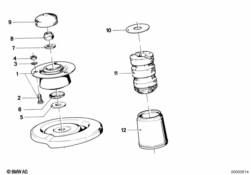 Guide support/spring pad/attaching parts