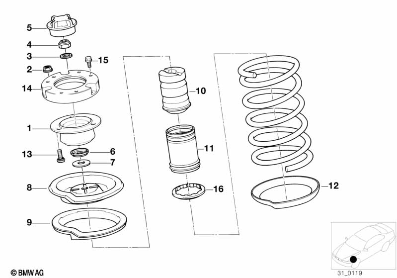 Guide support/spring pad/attaching parts